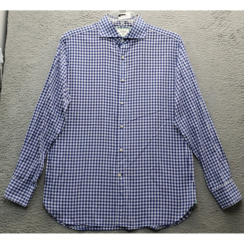 M.J. Bale Shirt Men Large‎ Multi Check Super Slim Long Sleeve Button Down Collar